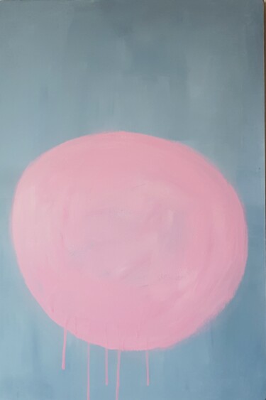 Painting titled "Pink sun" by Natalia Sintsova, Original Artwork, Acrylic Mounted on Wood Stretcher frame