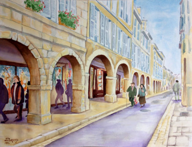 Peinture intitulée "Rue du minage, La R…" par Snop, Œuvre d'art originale, Aquarelle