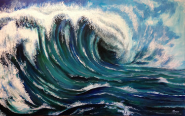 Peinture intitulée "Une vague bleue" par Snop, Œuvre d'art originale, Acrylique