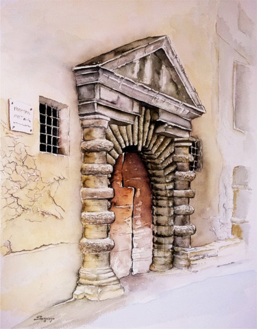 Painting titled "Porte Croze" by Snop, Original Artwork, Watercolor