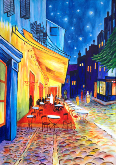 Painting titled "Bar de nuit" by Snop, Original Artwork, Acrylic