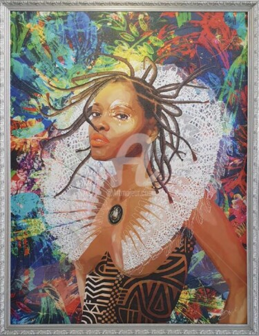Digital Arts titled "Uchronie" by So Aguessy Raboteur, Original Artwork, Digital Painting Mounted on Wood Stretcher frame