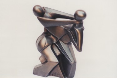 Скульптура под названием "La lutte" - Sophie Gaborit, Подлинное произведение искусства, Металлы