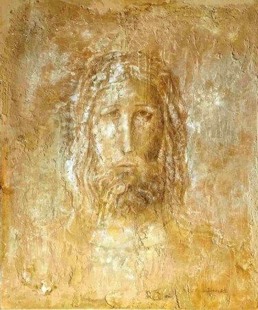 Painting titled "Cristo" by Soales, Original Artwork, Tempera