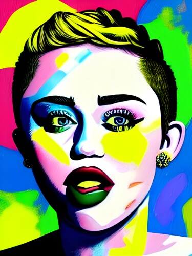 Digitale Kunst mit dem Titel "Miley Cyrus" von Sobalvarro, Original-Kunstwerk, Digitale Malerei