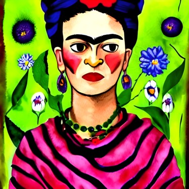 Arts numériques intitulée "Frida Kahlo" par Sobalvarro, Œuvre d'art originale, Image générée par l'IA