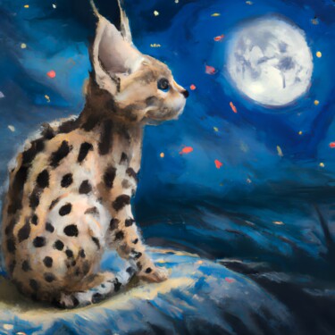 Digital Arts titled "Serval Kitten" by Sobalvarro, Original Artwork, AI generated image