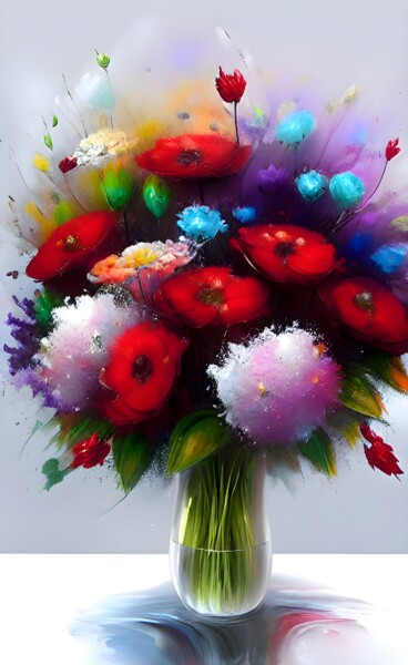Цифровое искусство под названием "Vase of flowers" - Sobalvarro, Подлинное произведение искусства, Изображение, сгенерирован…