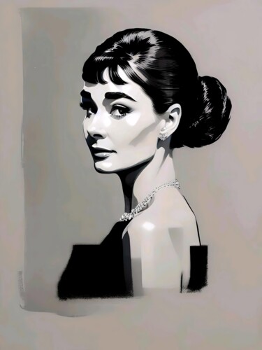 "Audrey Hepburn" başlıklı Dijital Sanat Sobalvarro tarafından, Orijinal sanat, AI tarafından oluşturulan görüntü