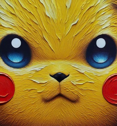 Digitale Kunst getiteld "Pikachu Portrait" door Sobalvarro, Origineel Kunstwerk, AI gegenereerde afbeelding