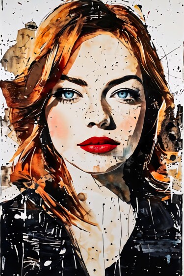Digitale Kunst getiteld "Emma Stone" door Sobalvarro, Origineel Kunstwerk, AI gegenereerde afbeelding