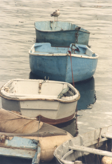Pintura intitulada "4-barques et la mou…" por Soberski, Obras de arte originais, Óleo
