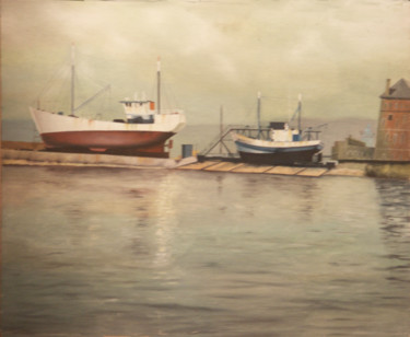 Pintura intitulada "port de Camaret - B…" por Soberski, Obras de arte originais, Óleo