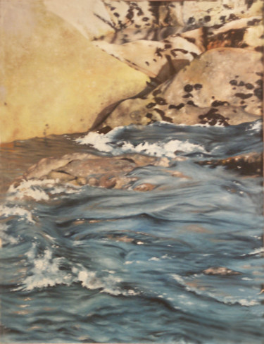 Peinture intitulée "mer-pierre" par Soberski, Œuvre d'art originale