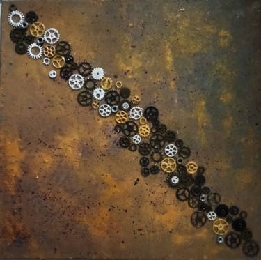 Painting titled "metal gears" by Sobo, Original Artwork, Acrylic