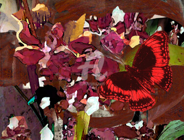 Artes digitais intitulada "Red Butterfly" por Sobreira Airton, Obras de arte originais, Pintura digital