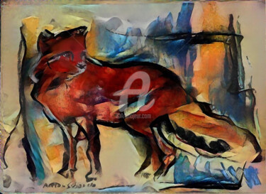 Digital Arts titled "Red Fox" by Sobreira Airton, Original Artwork, Digital Painting