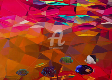 Digital Arts titled "Fishes in Colored S…" by Sobreira Airton, Original Artwork, Digital Painting