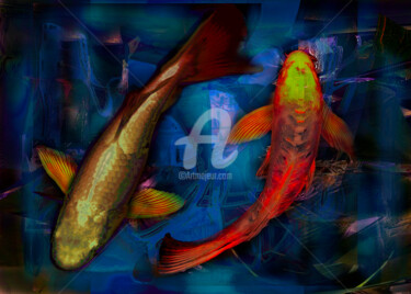 Digitale Kunst mit dem Titel "Light Blue Water Ko…" von Sobreira Airton, Original-Kunstwerk, Digitale Malerei