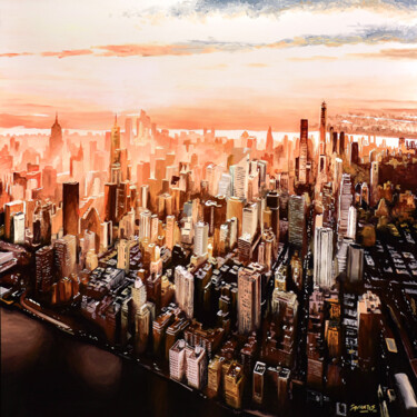 Painting titled "New York #97" by Sócrates Rízquez, Original Artwork, Enamel Mounted on Aluminium