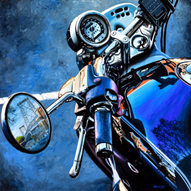 Pintura titulada "Motorbike #1" por Sócrates Rízquez, Obra de arte original, Esmalte Montado en Aluminio