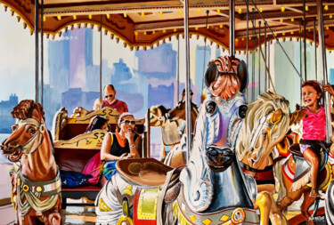 Картина под названием "Jane's Carousel #1…" - Sócrates Rízquez, Подлинное произведение искусства, Эмаль Установлен на Алюмин…