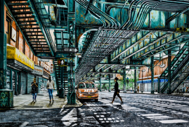 Peinture intitulée "New York #73" par Sócrates Rízquez, Œuvre d'art originale, Émail Monté sur Aluminium