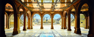 Картина под названием "Bethesda Terrace Ar…" - Sócrates Rízquez, Подлинное произведение искусства, Эмаль Установлен на Дерев…