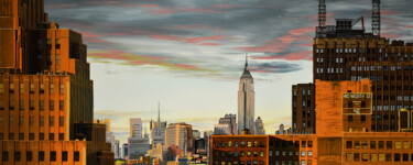 Peinture intitulée "New York #3" par Sócrates Rízquez, Œuvre d'art originale, Émail Monté sur Châssis en bois