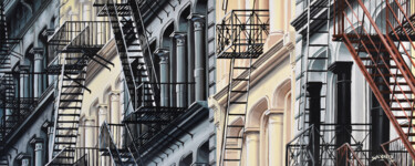 绘画 标题为“New York #29” 由Sócrates Rízquez, 原创艺术品, 搪瓷 安装在木质担架架上