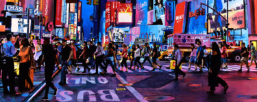 Painting titled "Times Square #1 (Ne…" by Sócrates Rízquez, Original Artwork, Enamel Mounted on Aluminium
