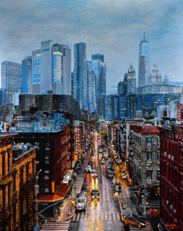 Painting titled "Madison St. (New Yo…" by Sócrates Rízquez, Original Artwork, Enamel Mounted on Aluminium