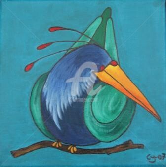 Painting titled "blue bird" by Cj.Sodder, Original Artwork