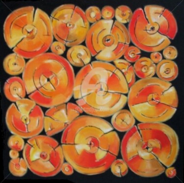 Painting titled "orange firewood" by Cj.Sodder, Original Artwork, Oil