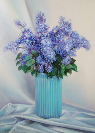 Картина под названием "Сирень в вазе" - Софья-Элизабет Рехлинг, Подлинное произведение искусства, Масло