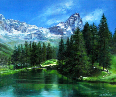 Картина под названием "Альпы" - Софья-Элизабет Рехлинг, Подлинное произведение искусства, Масло