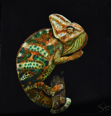 Картина под названием "Хамелеон" - Софья Евтушенко, Подлинное произведение искусства, Масло