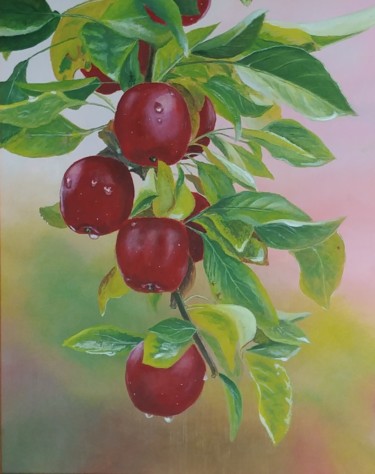 Pintura titulada "Manzanas" por Aleksandr Sokolov, Obra de arte original, Oleo Montado en Bastidor de camilla de madera