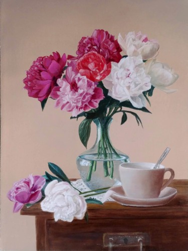 Картина под названием "Flores" - Aleksandr Sokolov, Подлинное произведение искусства, Масло Установлен на картон