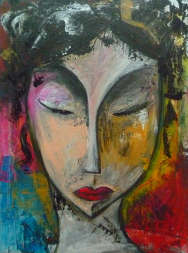 Painting titled "Songeuse" by Soffya, Original Artwork, Acrylic