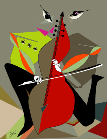Pittura intitolato "Joueur de viole de…" da Soffya, Opera d'arte originale, Altro