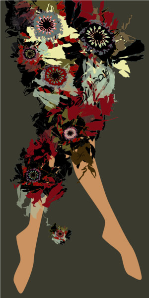 Digitale Kunst mit dem Titel "walking roses" von Soffya, Original-Kunstwerk, Digitale Malerei