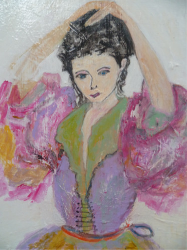 Schilderij getiteld "Rosy" door Soffya, Origineel Kunstwerk, Acryl