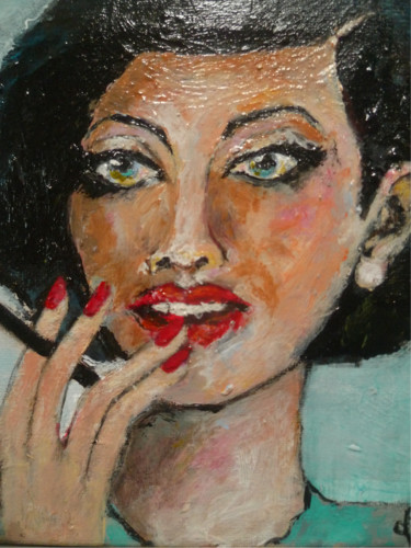 Painting titled "Cigarillo et bouche…" by Soffya, Original Artwork, Acrylic