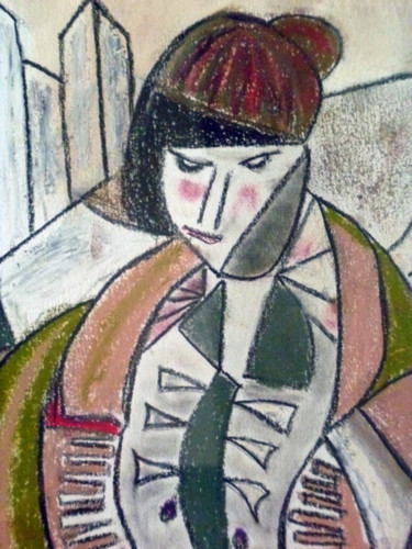Рисунок под названием "Newyorkaise" - Soffya, Подлинное произведение искусства, Пастель Установлен на картон