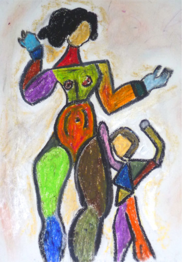Рисунок под названием "Happyness" - Soffya, Подлинное произведение искусства, Пастель
