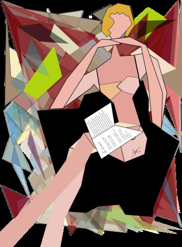 Arts numériques intitulée "La liseuse" par Soffya, Œuvre d'art originale, Peinture numérique