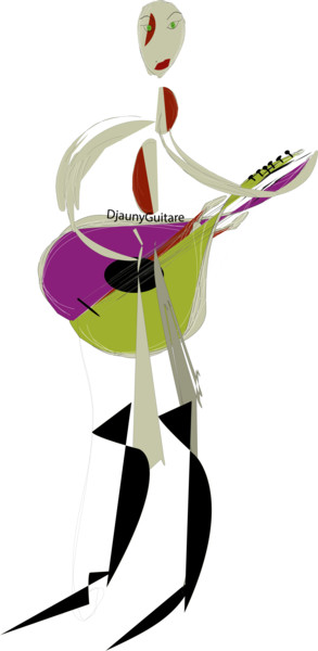 Digital Arts titled "Djauny guitare" by Soffya, Original Artwork, Digital Painting