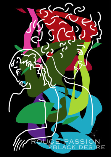 Arts numériques intitulée "Rouge passion black…" par Soffya, Œuvre d'art originale, Travail numérique 2D