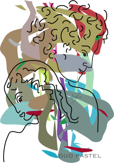 Digital Arts titled "Duo pastel" by Soffya, Original Artwork, Digital Painting
